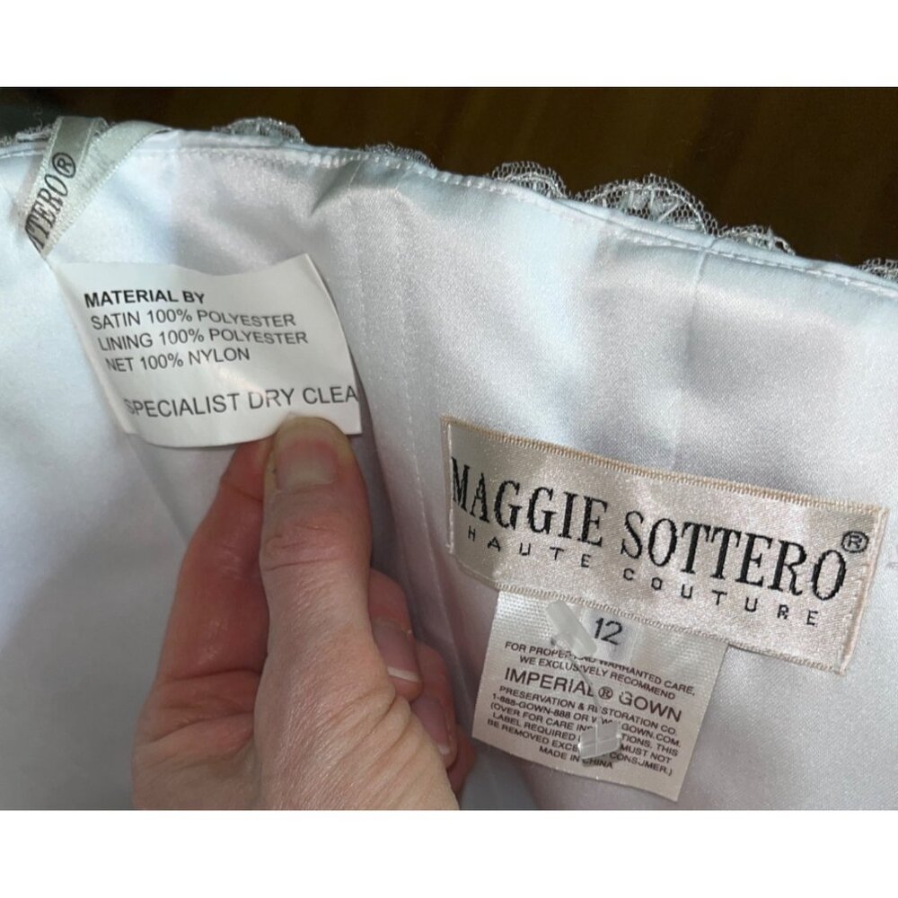 Maggie Sottero Imperial Gown Brielle Wedding Dress Strapless Bustle Train 12 - Picture 3 of 16